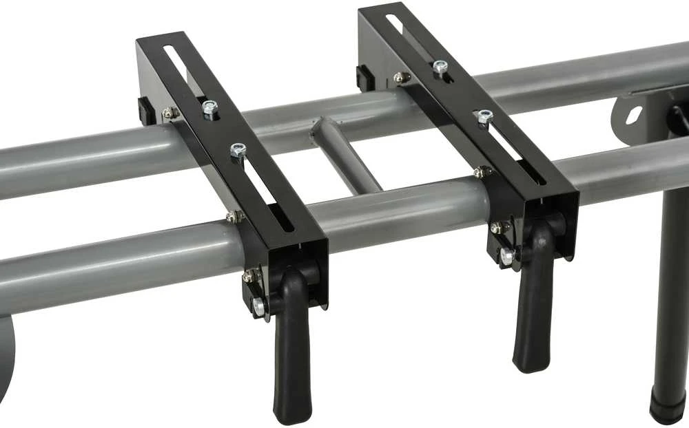 DURHAND skersavimo pjūklo stovas, darbo stalas, juodas+sidabrinis, šoninis prailginimas 123,5-245 cm