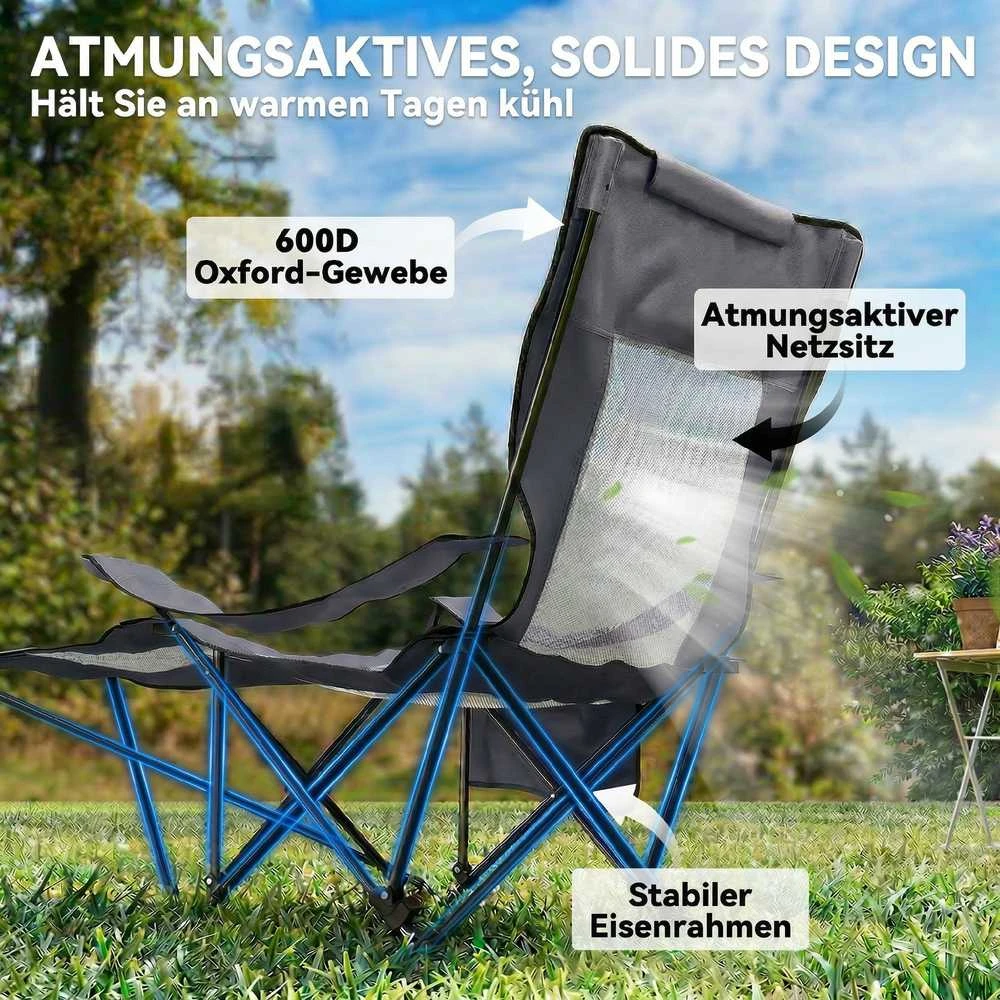 Stovyklavimo kėdė pilka–juoda 2 vnt.