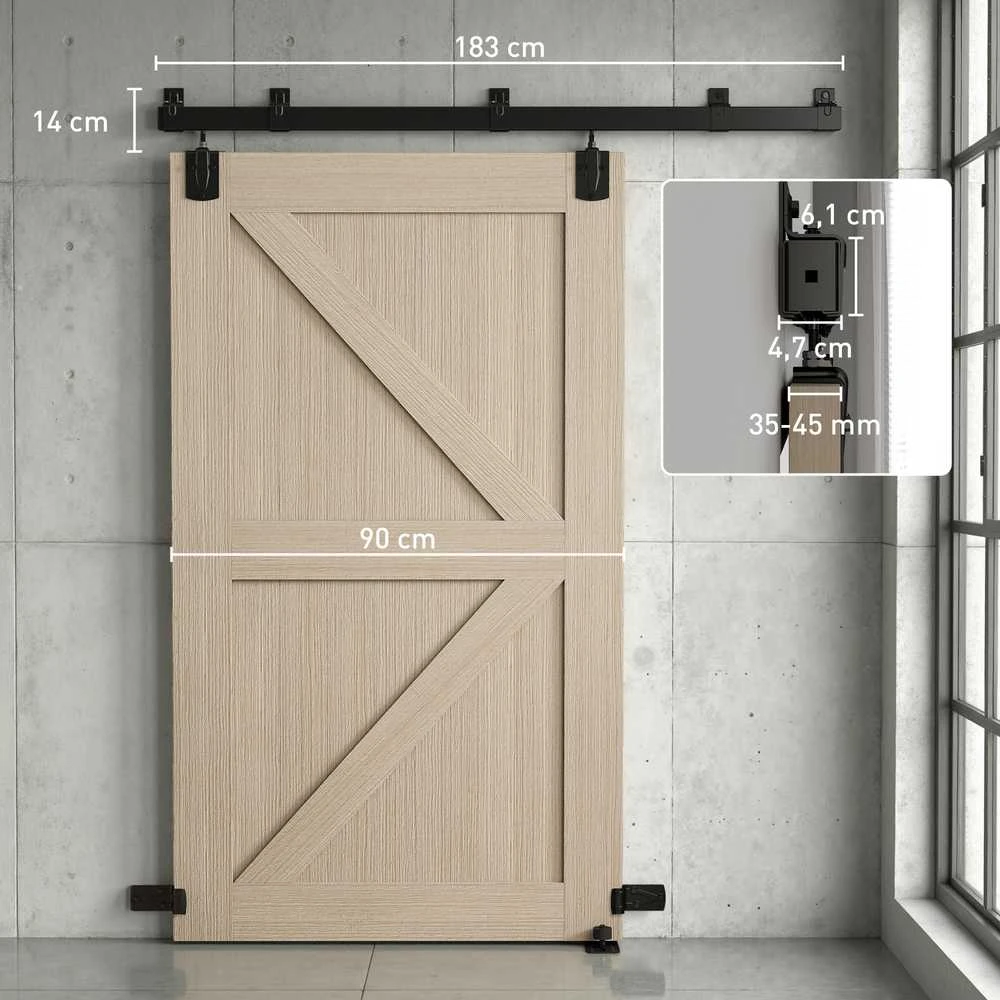 Stumdomų durų apkaustų komplektas 183 cm