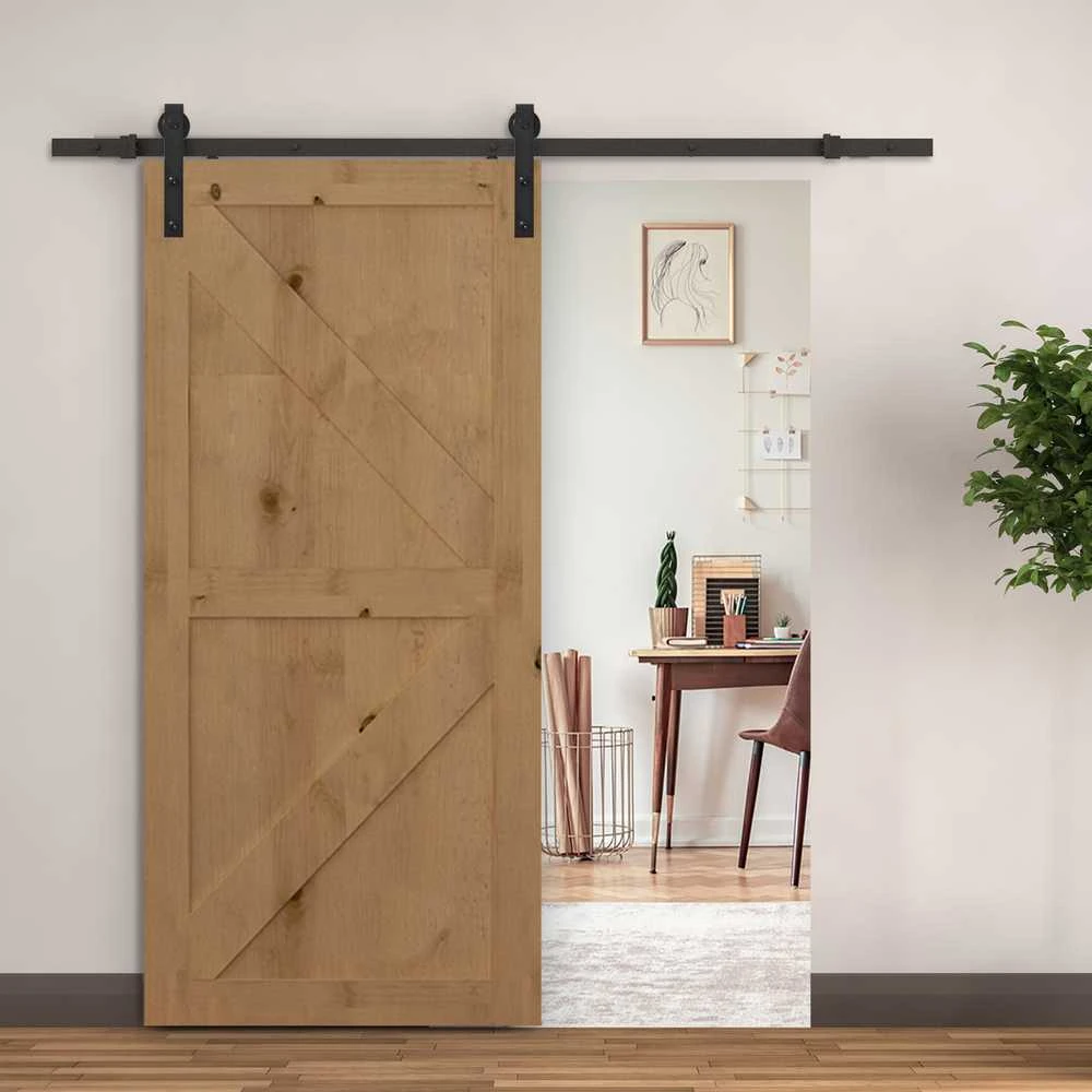 "HOMCOM" Stumdomųjų durų montavimo rinkinys 200 cm, komplektas su bėgeliais, ritinėliais, bėgių ribotuvu, grindų blokeliu, durų varžtų rinkiniu, anglinio plieno stumdomųjų durų sistema, juoda
