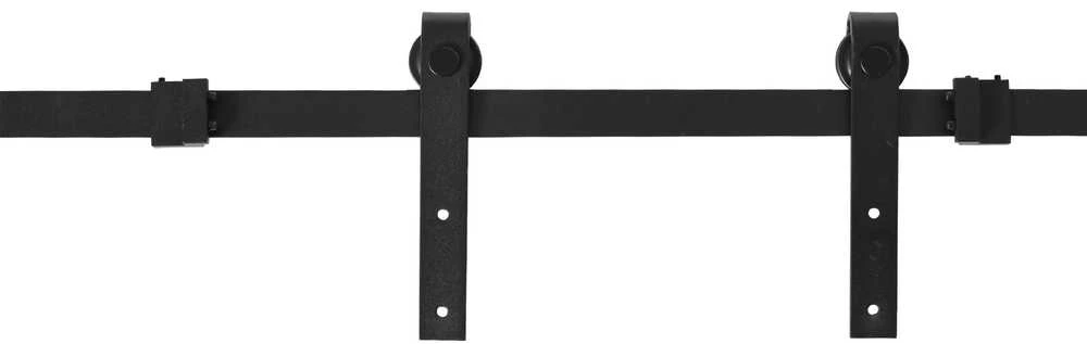 HOMCOM stumdomų durų mechanizmas dviguboms durims, bėgelis su priedais, anglinis plienas, juodas, 200x0,6x18 cm
