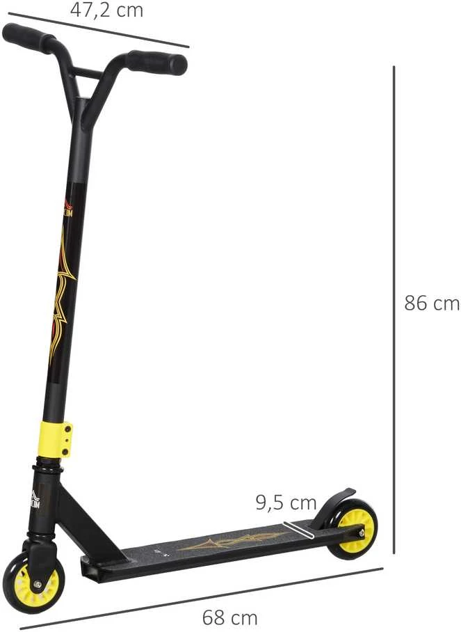 HOMCOM kaskadinis paspirtukas, triukų paspirtukas su ABEC 9 guoliais, 100 mm ratais, skirtas vaikams nuo 14 metų, auksinis