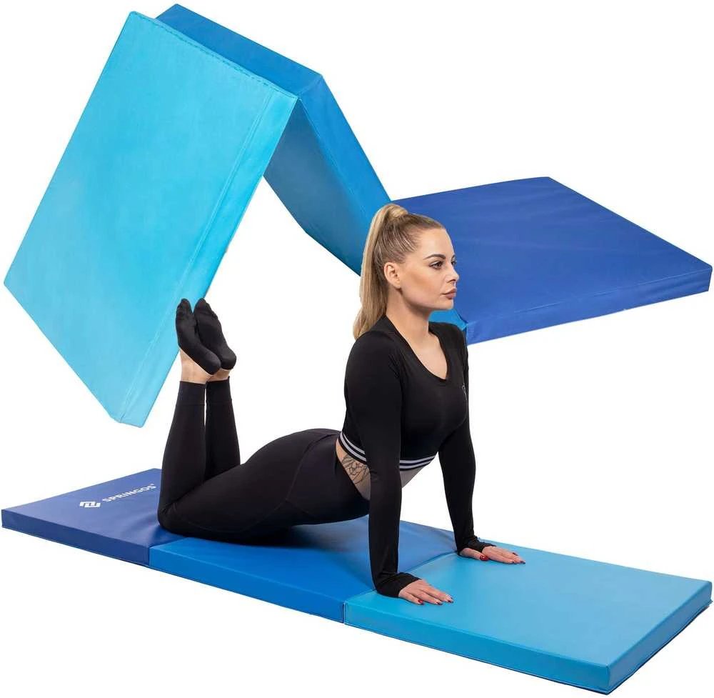 Sulankstomas gimnastikos kilimėlis Springos 180 cm mėlynas