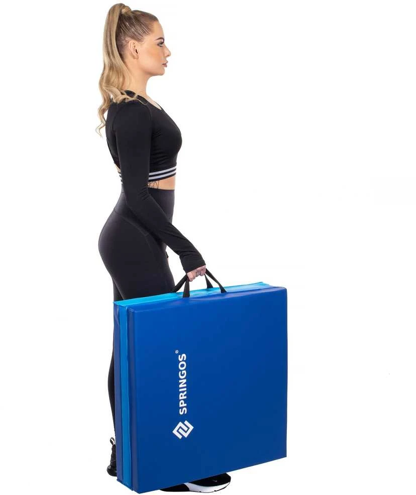 Sulankstomas gimnastikos kilimėlis Springos 180 cm mėlynas