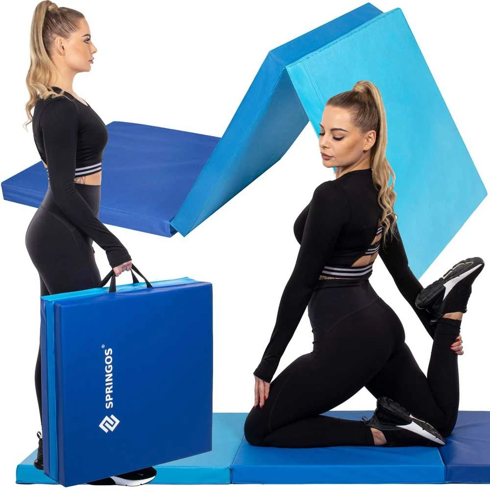 Sulankstomas gimnastikos kilimėlis Springos 180 cm mėlynas