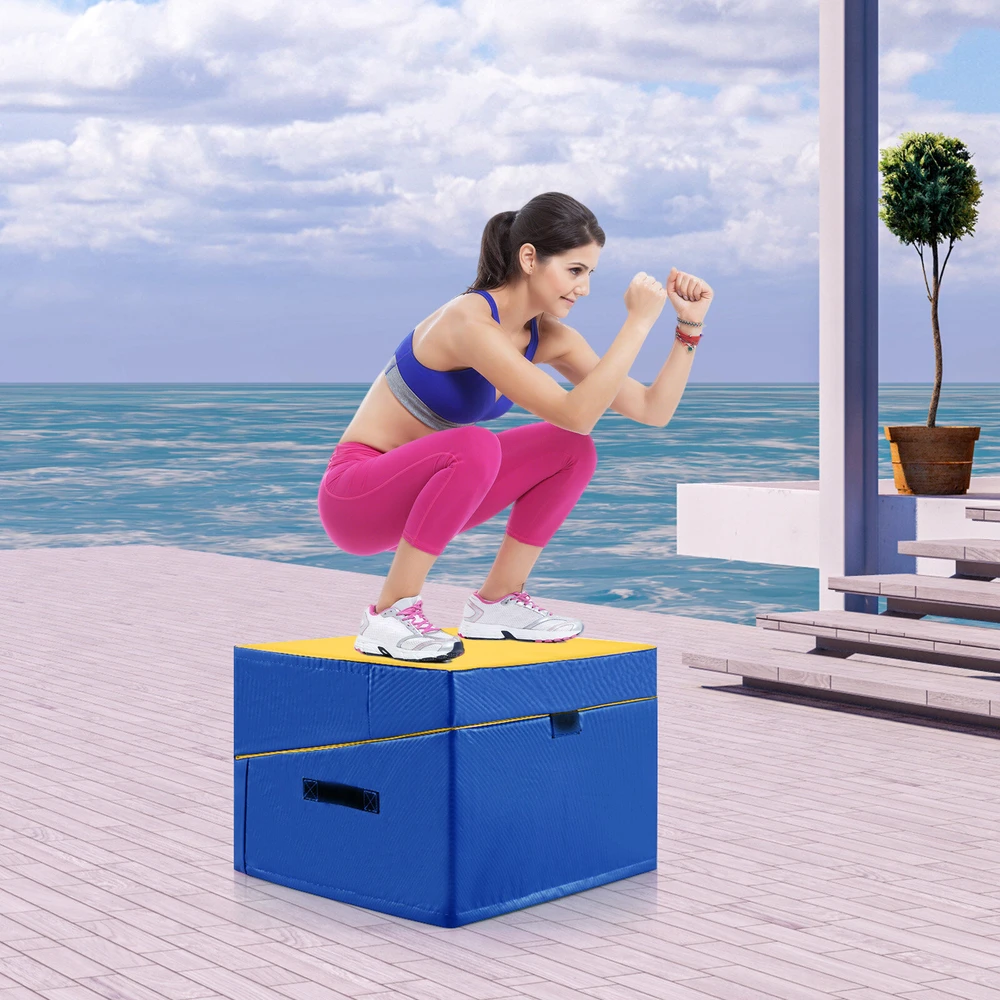 Sulankstomas gimnastikos pleištinis kilimėlis su EPE putomis, geltonas, 122 × 61 × 35 cm