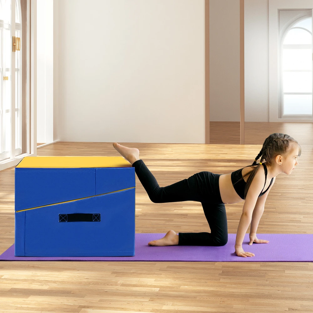 Sulankstomas gimnastikos pleištinis kilimėlis su EPE putomis, geltonas, 122 × 61 × 35 cm