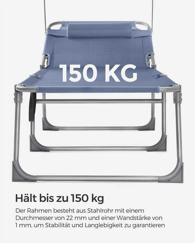 Songmics Sulankstomas gultas su apsauga nuo saulės mėlynos spalvos