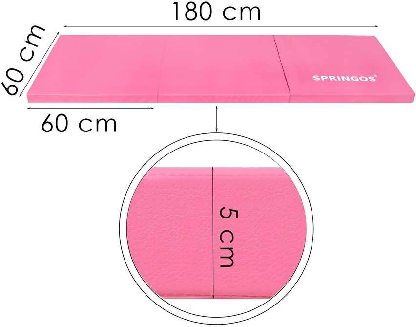 Sulankstomas mankštos kilimėlis Springos 180 x 60 x 5,5 cm rožinis