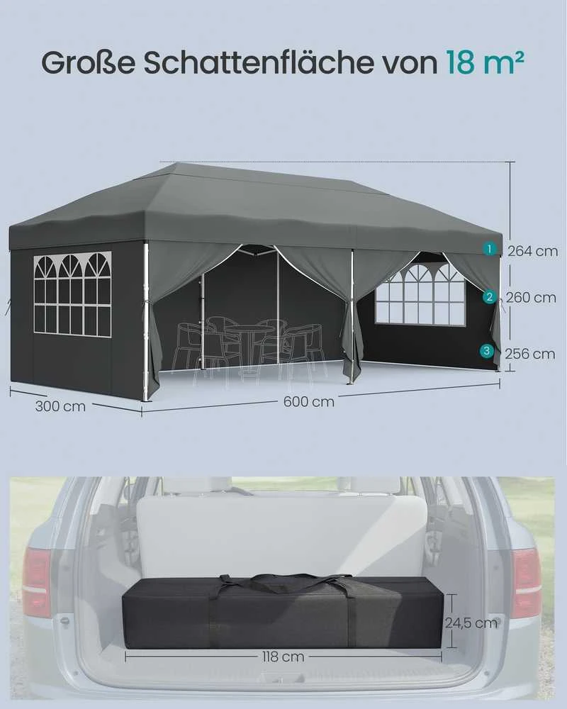 Songmics Sulankstomas paviljonas 3 x 6 m