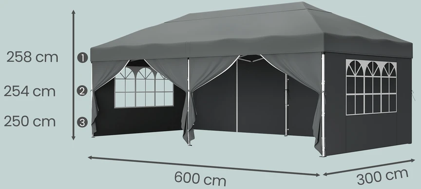 Songmics Sulankstomas paviljonas 6 x 3 m