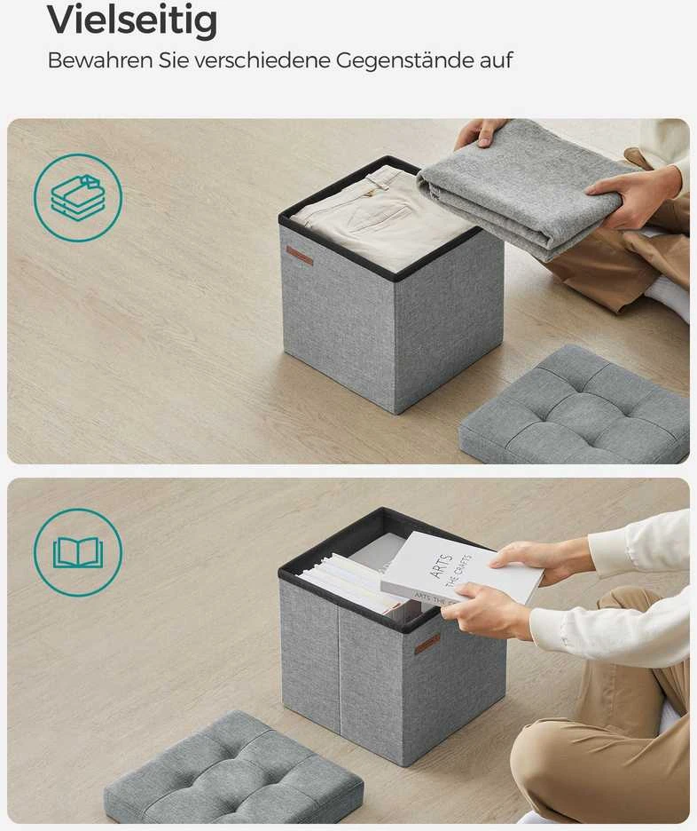 Songmics 30 cm ilgio suolas su daiktadėže šviesiai pilkos spalvos