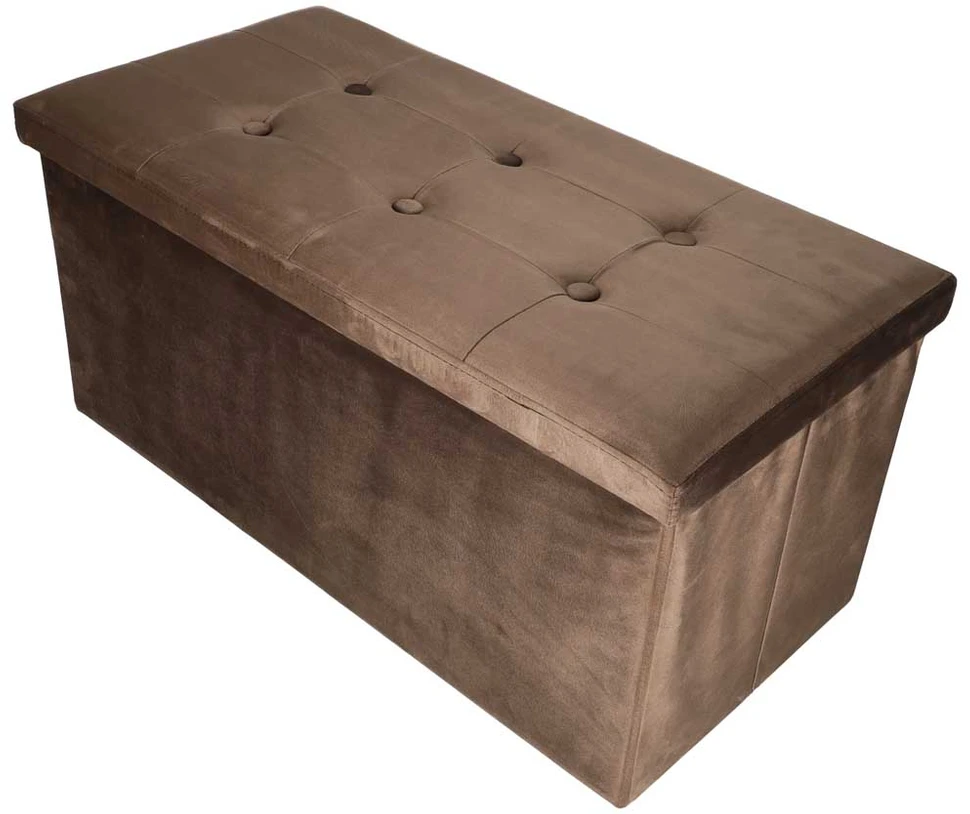 Sulankstomas pufas su daiktadėže, rudas, 77 × 38 × 37 cm