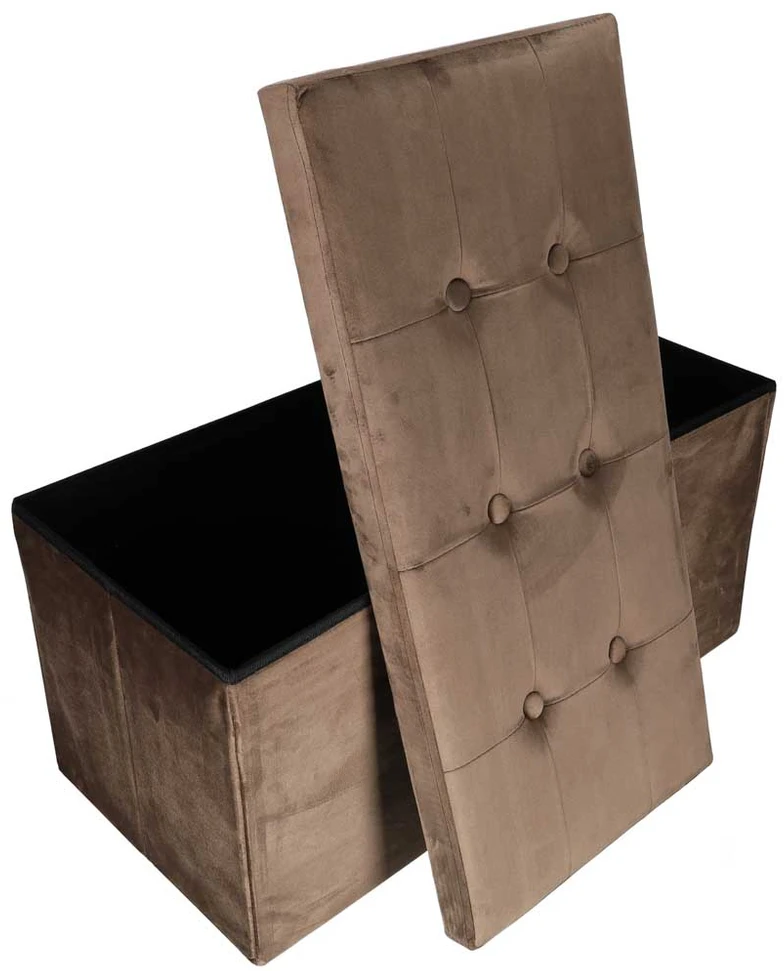Sulankstomas pufas su daiktadėže, rudas, 77 × 38 × 37 cm