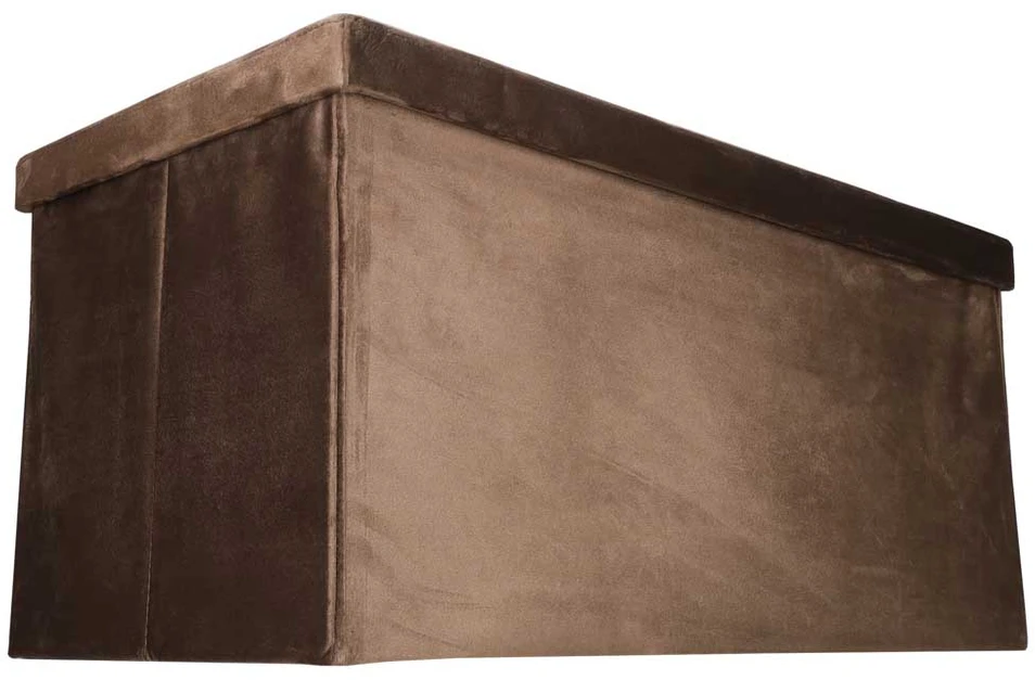 Sulankstomas pufas su daiktadėže, rudas, 77 × 38 × 37 cm