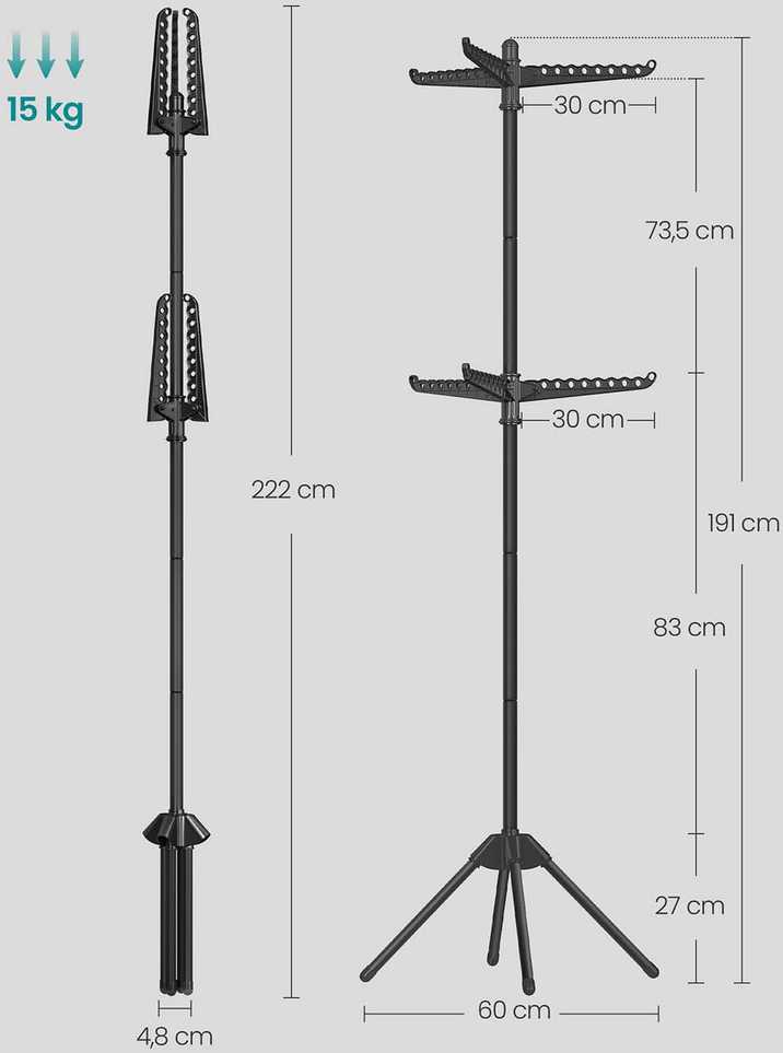 Songmics Sulankstomas skalbinių stovas su 6 strypais