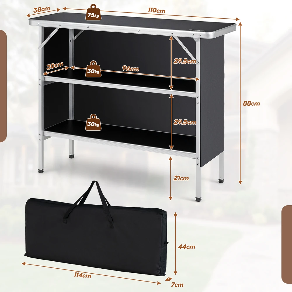 Sulankstomas stalas 110 x 38 x 88 cm