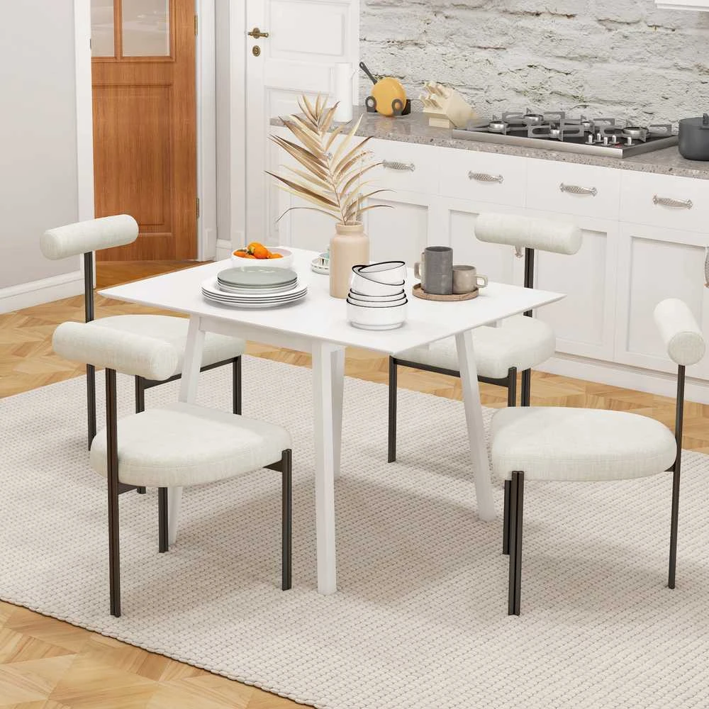 HOMCOM sulankstomas valgomojo stalas, virtuvinis stalas 2-4 asmenims, sulankstomas stalas, medinis valgomojo stalas, mažoms erdvėms, 110 x 86 x 75 cm, baltas