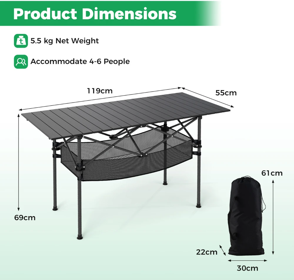 Sulankstomas stalas 119 x 55 x 69 cm