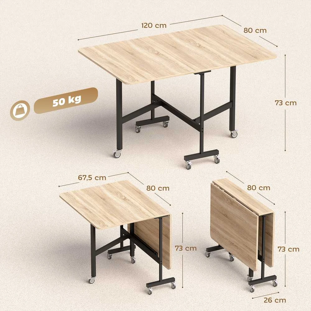 Sulankstomas stalas 120 x 80 x 73 cm