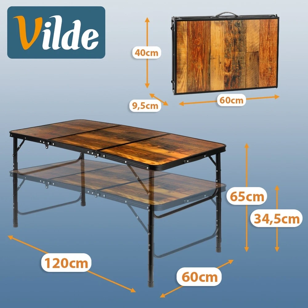 Sulankstomas stalas 120x60x37/66 cm