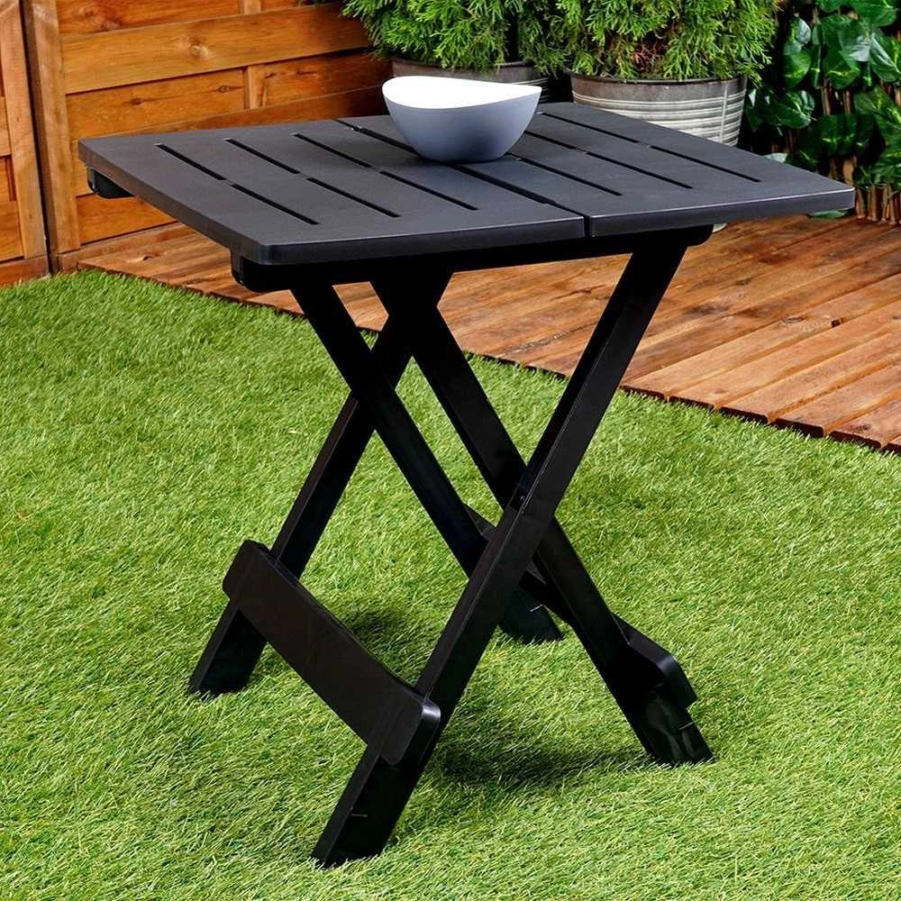 ProGarden Lauko stalas sulankstomas juoda 44x44x50 cm