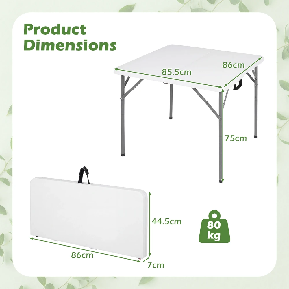 Sulankstomas stalas 86 cm baltas