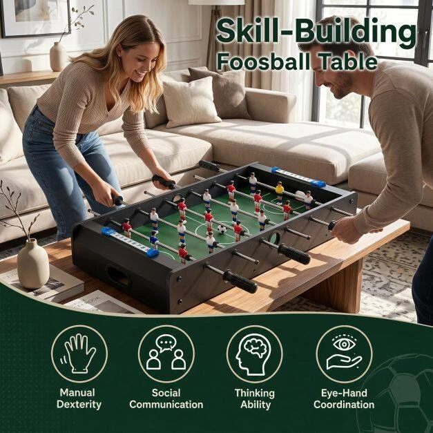 Sulankstomas stalo futbolo stalas su rezultatų skaitikliu, juodas, 69 x 60 x 71 cm