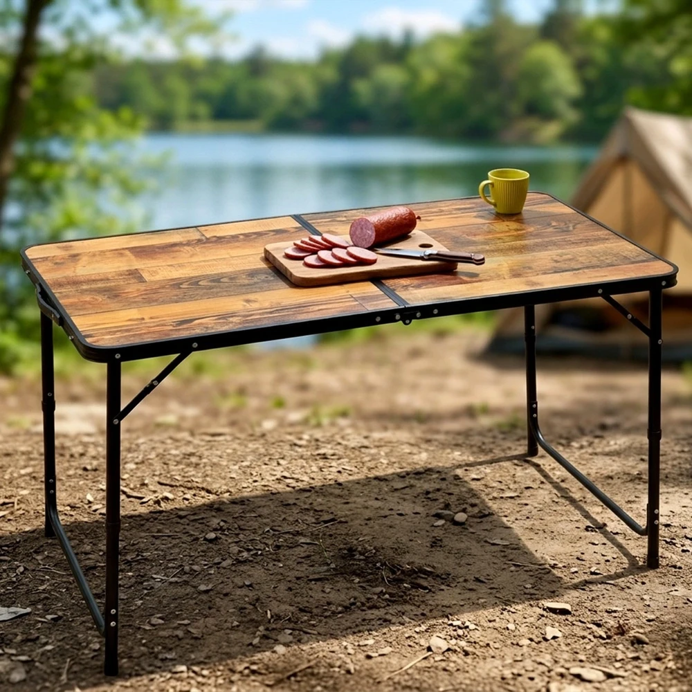Sulankstomas turistinis stalas 120x60x54/62/70 cm