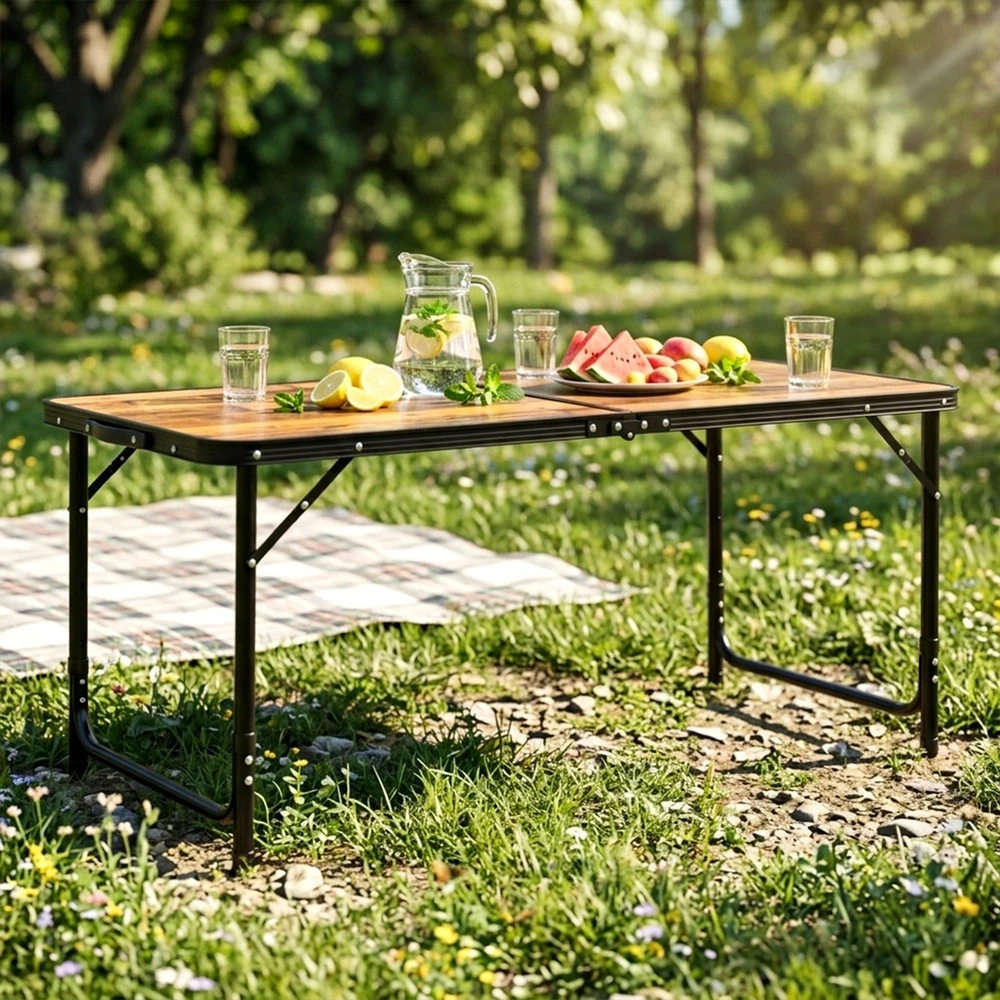 Sulankstomas turistinis stalas 120x60x54/62/70 cm