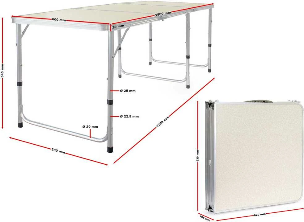 Sulankstomas turistinis stalas 180x60 cm