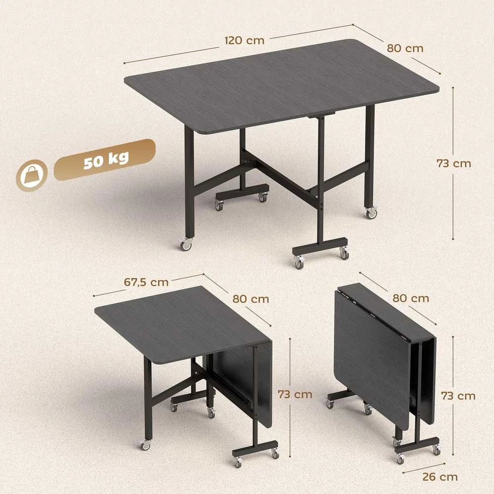 Sulankstomas valgomasis stalas 120x80x73 cm