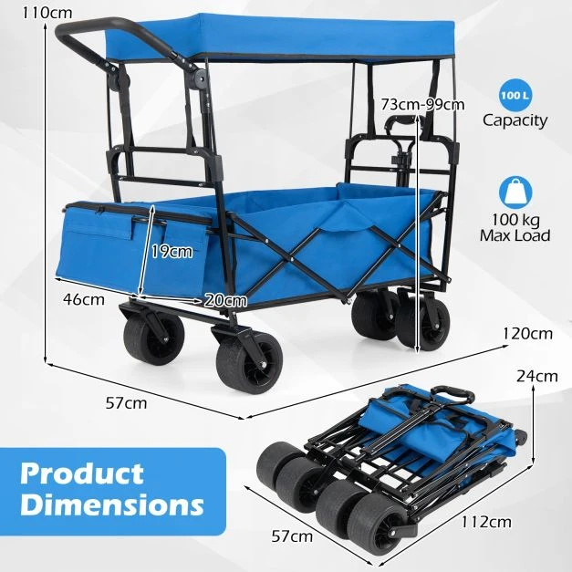 Sulankstomas vežimėlis juodas