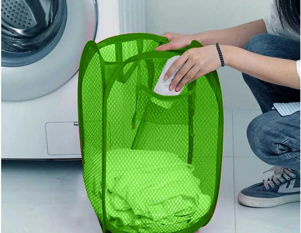 Sulankstomas žalias skalbinių ir žaislų dėklas, 65 L