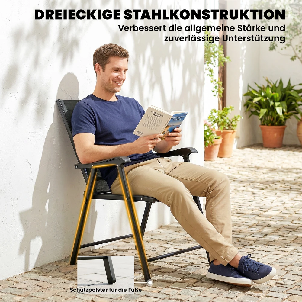 Sulankstomos kėdės juodos 2 vnt.