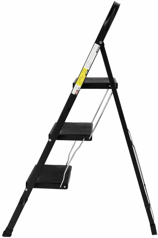 Sulankstomos kopėtėlės, 3 pakopų, juodos, 115 × 46 × 72 cm