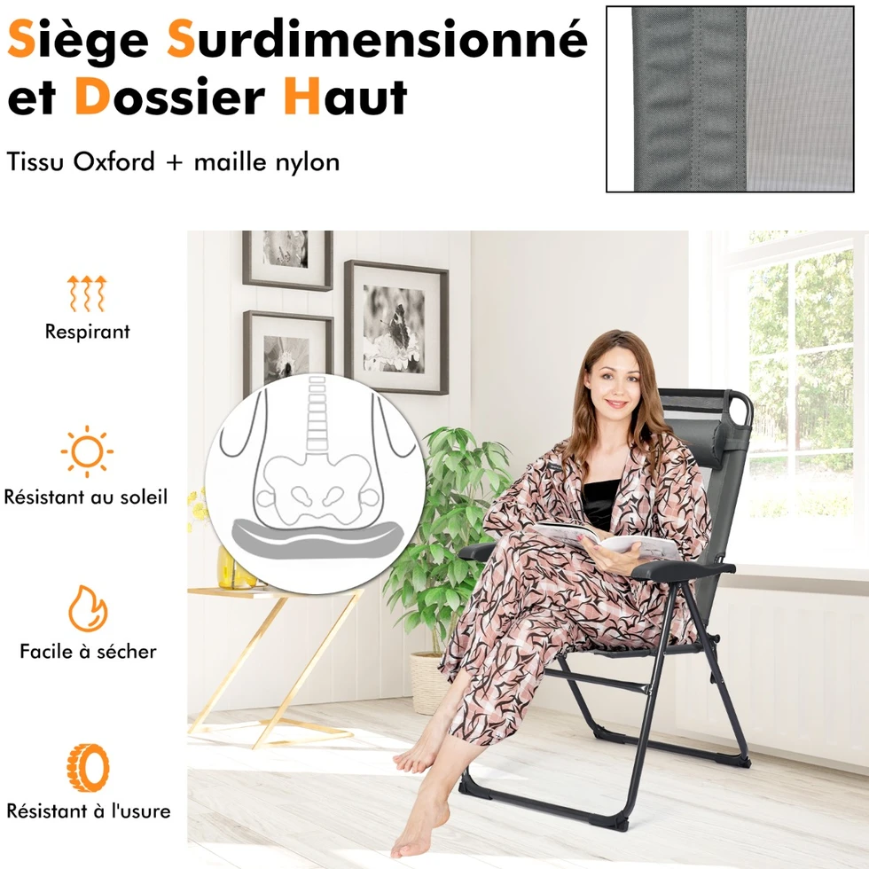 Sulankstomos lauko kėdės Juoda/pilka 2 vnt.