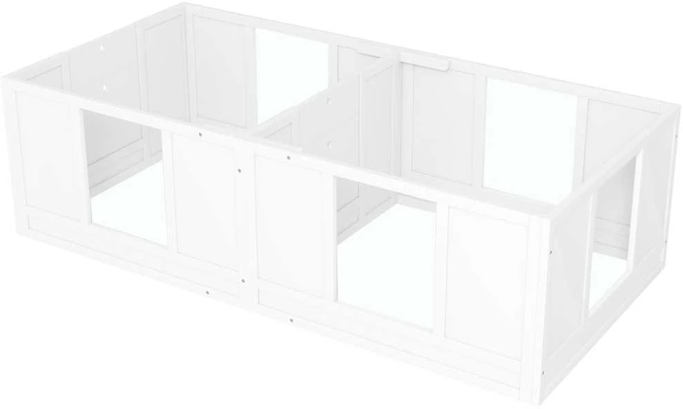 PawHut šuniukų gimdykla, aptvaras šuniukams su vandeniui atspariu ir plaunamu kilimėliu, reguliuojamos durelės, 2 erdvių dizainas mažiems šunims, 164 x 80 x 48 cm, balta