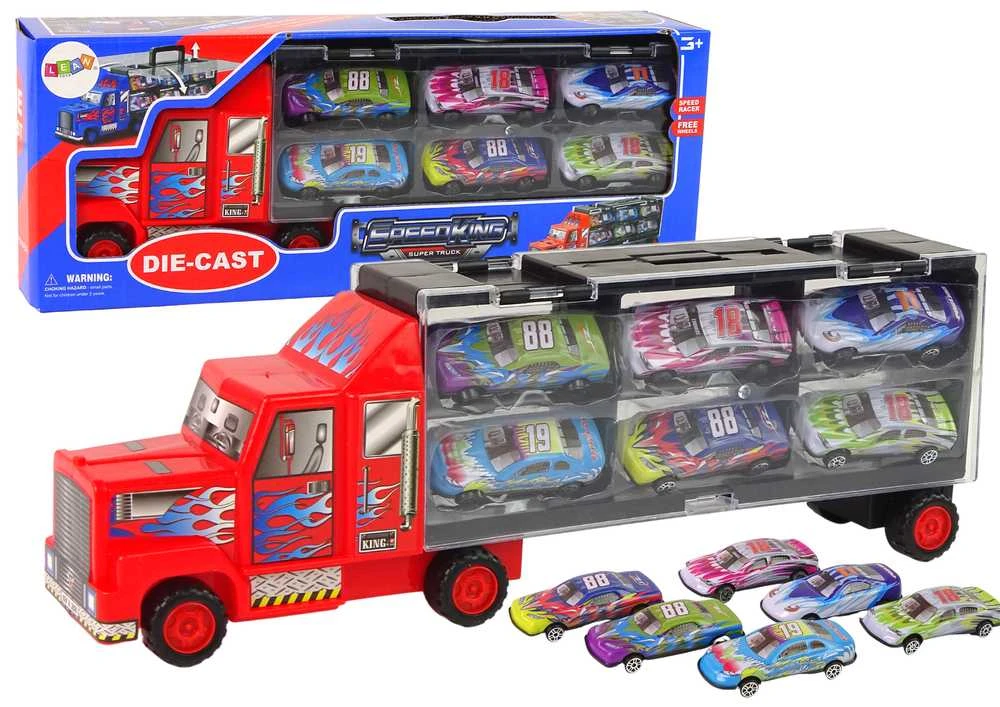 Lean Toys Sunkvežimis su automobiliukais, 12 vnt