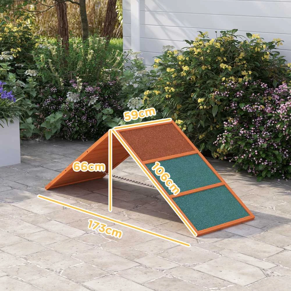 PawHut šunų agility tiltelis, šunų agility įranga su sulankstomu tiltu, neslystančiu paviršiumi, reguliuojamo aukščio, sodui, 173 x 59 x 66 cm, oranžinė