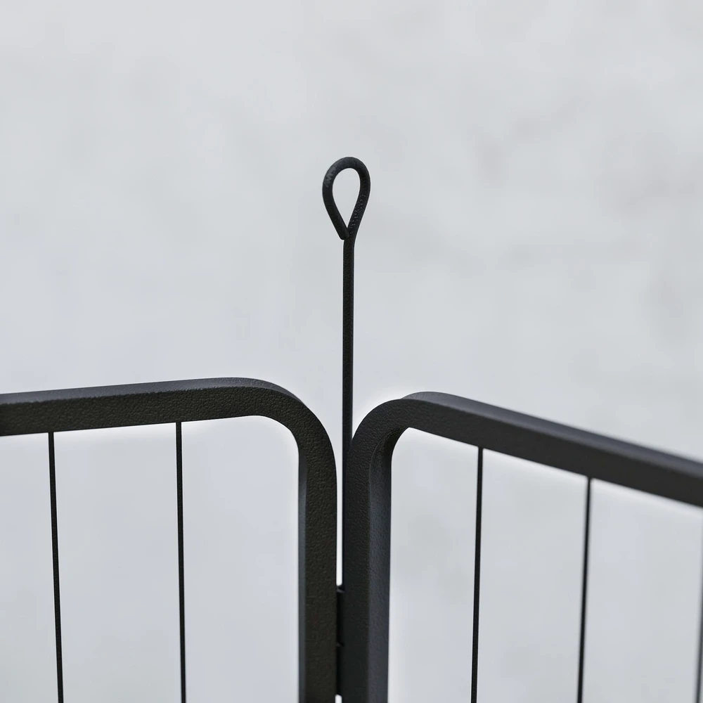 "PawHut" šuniukų vedžiojimo aikštelė 80 cm aukščio, 6-PLG. šunų aptvaras "pasidaryk pats" šuniukų vedžiojimo aikštelė su durimis, laisvas aptvaras mažiems ir vidutinio dydžio šunims, plienas, juoda