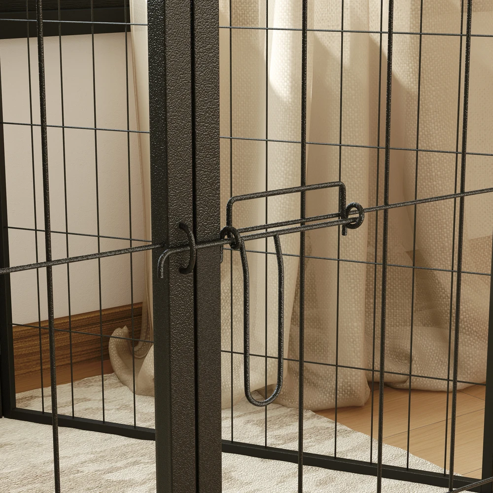 "PawHut" šuniukų vedžiojimo aikštelė 100 cm aukščio, 6-PLG. šunų aptvaras "pasidaryk pats" šuniukų vedžiojimo aikštelė su durimis, laisvas aptvaras mažiems, vidutiniams ir dideliems šunims, plienas, juoda