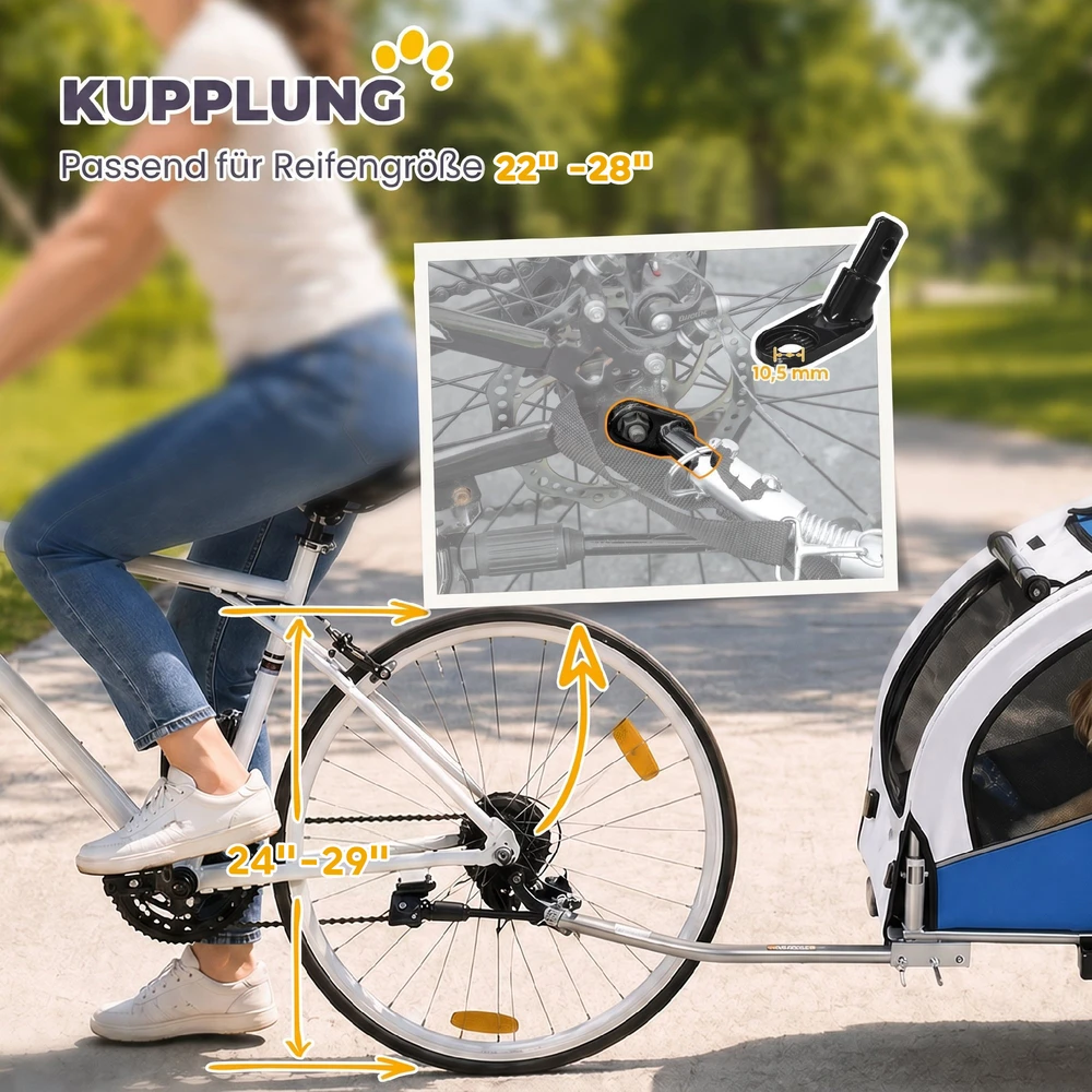 Šunų dviračio priekaba 2 in 1, šviesiai pilka ir mėlyna, 160 × 71 × 101 cm