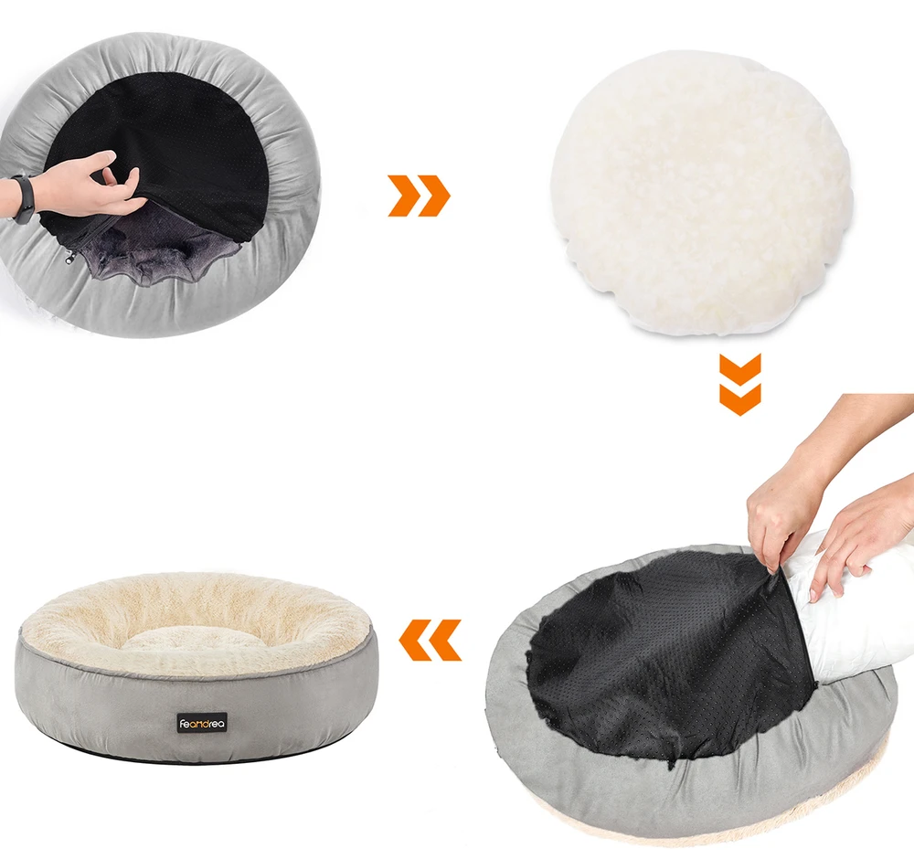 Songmics Šunų guolis, žiedinės formos, šviesiai pilkas, Ø 50 × 18 cm