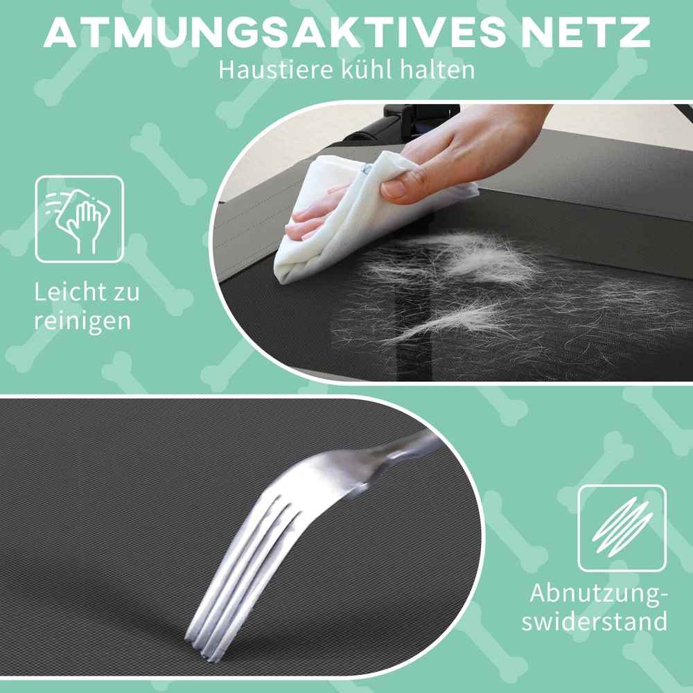 PawHut paaukštinta šunų lova su stogeliu, gultas augintiniams, lauko gultas šunims su stogu, kvėpuojantis, mini ir mažų veislių šunims, šviesiai pilkas, Oksfordo audinys, 61 x 46 x 63 cm