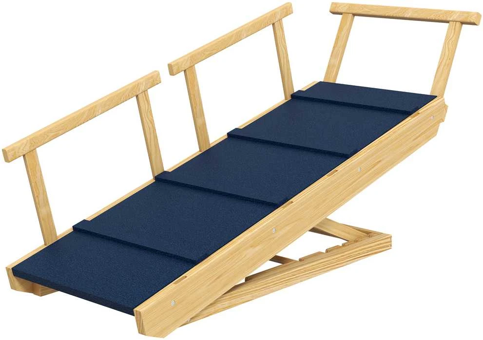 PawHut sulankstoma šunų rampa, naminių gyvūnų rampa su nuimamais turėklais, neslystanti pagalbinė priemonė įlipti augintiniams iki 40 kg, 85 x 40 x 78,5 cm, natūrali spalva | Aosom