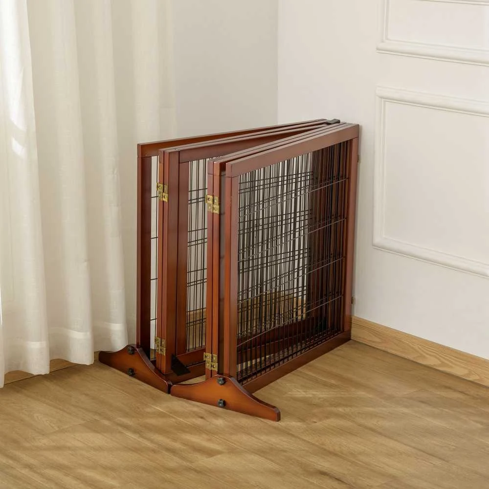 "PawHut" 6 dalių užtvara šunims, 432 x 70 cm Sulankstomi varteliai su 2 atraminėmis kojelėmis, laisvai pastatomi varteliai šunims, laiptų varteliai vidutinio dydžio šunims, skirti koridoriams, laiptams, kavai