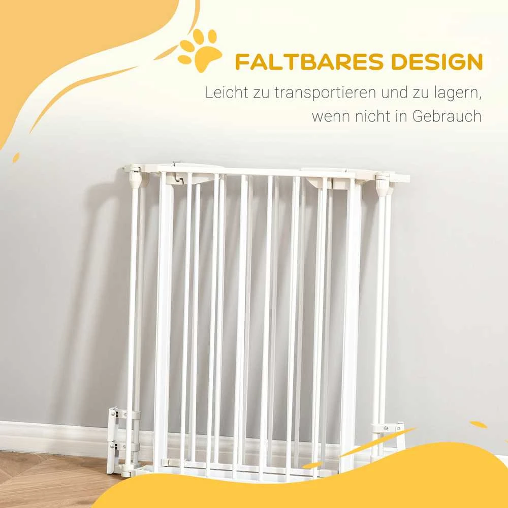 PawHut šunų atitvėrimo varteliai, apsauginė tvorelė, 3 elementai su saugos durimis, metalas/plastikas, balta, 180 x 3 x 74,5 cm