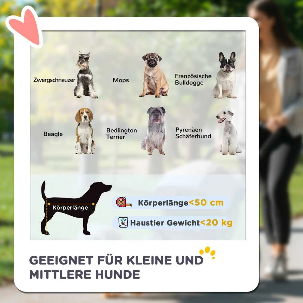 PawHut šunų vežimėlis, sulankstomas vežimėlis šunims, šunų vežimėlis su pagalve, vežimėlis katėms iki 20 kg, vežimėlis katėms, tinklelis, Oksfordo audinys, pilka + juoda