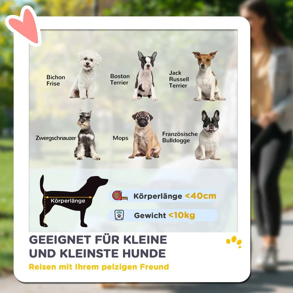 PawHut lengvas šunų vežimėlis, aliuminis, sulankstomas, skirtas šunims ir katėms iki 10 kg, kačių vežimėlis su pagalve, tinkleliais, durelėmis, krepšeliu daiktams, chaki spalvos
